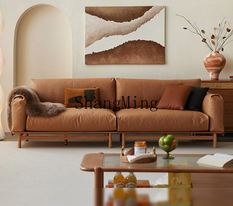 ZZJ Chinese retro style cherry wood sofa small apartment living room balcony technology cloth straight row solid wood sofa