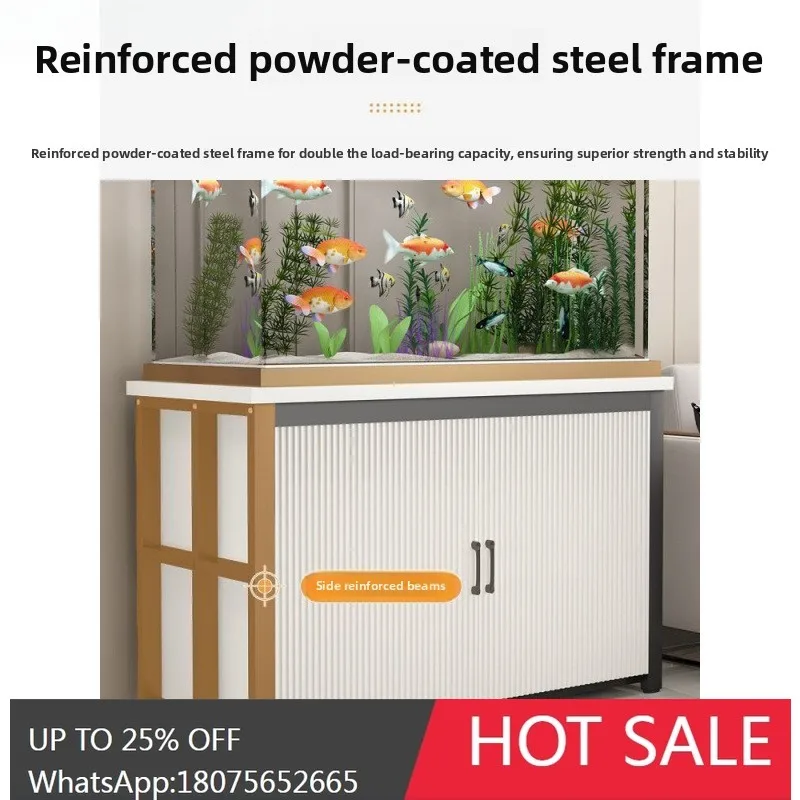 MJY Household Metal and Solid Wood Storage Cabinet Fish Tank Base Cabinet