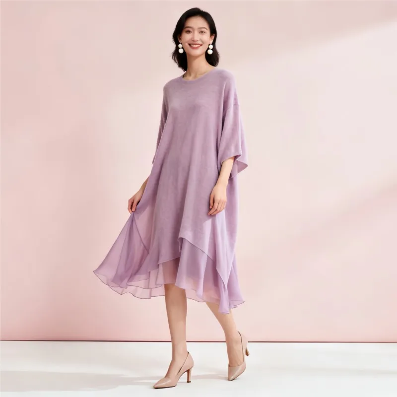 Comfortable and laid-back solid-color wool blend fabric a designer's for spring autumn thin knitted sweaters