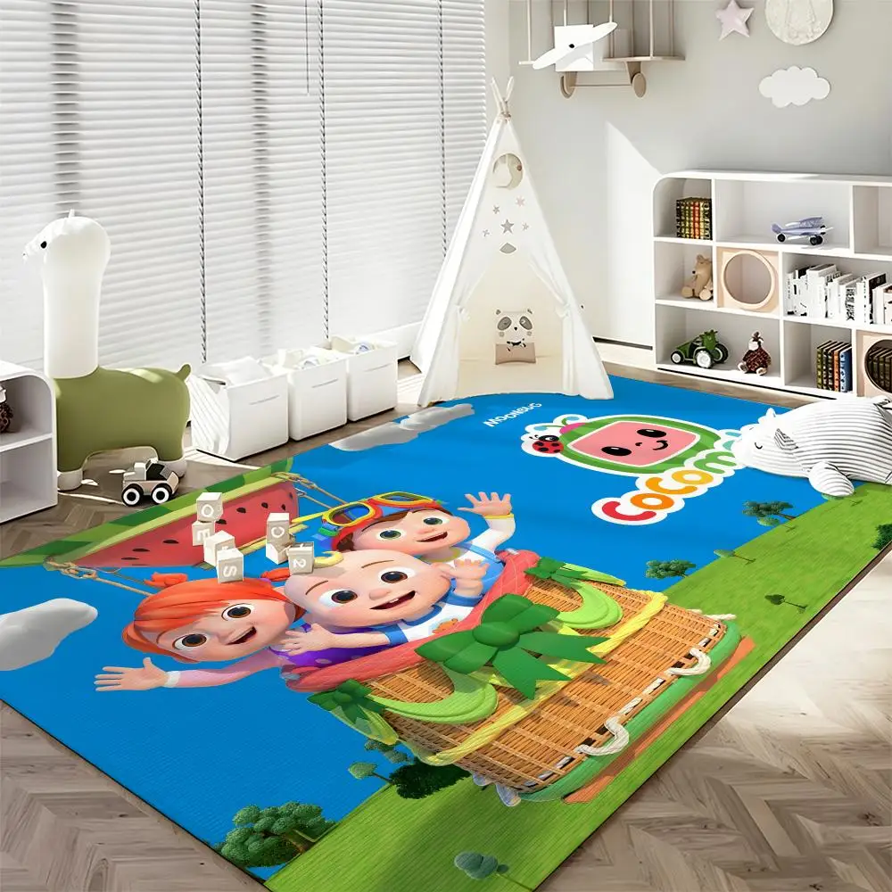 Kids' Cartoon C-Cocomelon Floor Mat Soft Flannel Entrance Door Mat Non Slip Absorbent Bathroom Bedroom Floor Rug