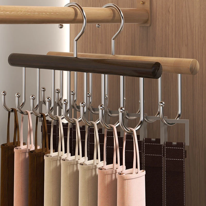 

8 Hooks Wooden Camisole Hanger,Rotatable Multifunctional Clothes Organizer for Underwear Belt Tie,Space Saving Hat Storage Racks