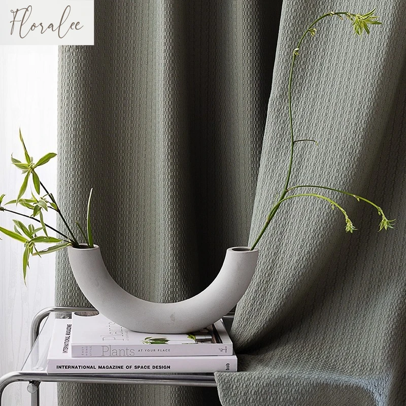 

Merci Textile Store Light French Full Blackout Curtains for Bedroom Living Room Modern Bamboo Texture Cream Style Customizable