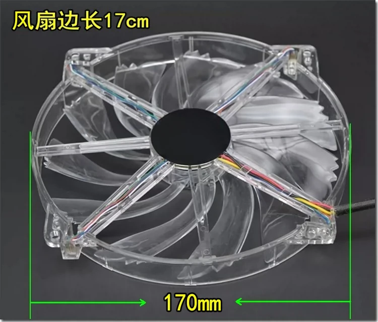 For TT 17cm  Chassis Fan Ultra-Quiet Computer Cooling Ventilating Fan  Led Blue Light Fan 17x17x20cm~~