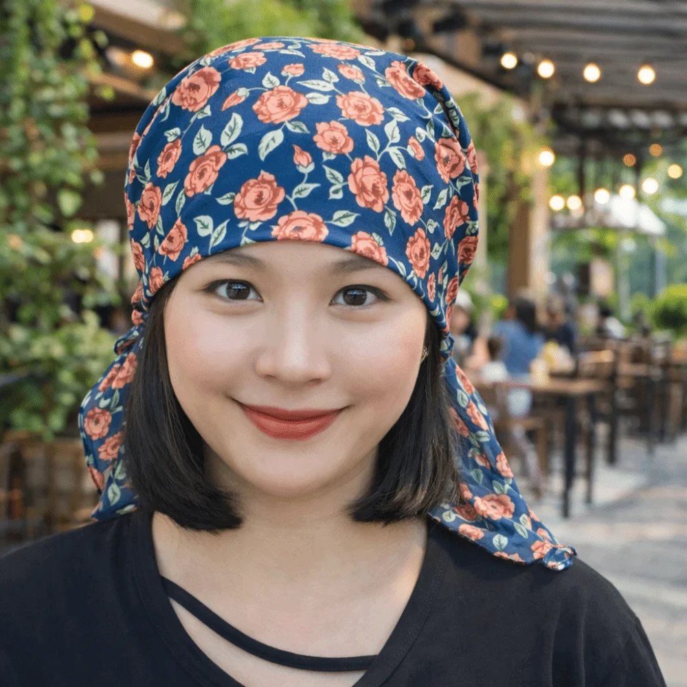 Sun Protection Floral Hat Thin Material Floral Pattern Ribbon Hat Ribbon Design Hair Covering Hat Outdoor Activities