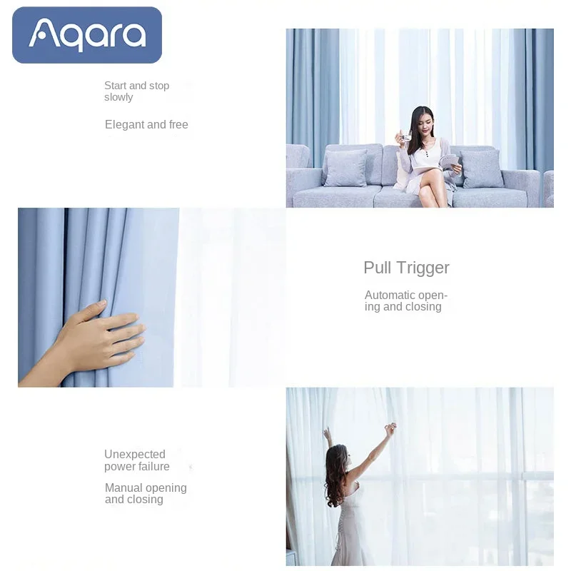 Aqara C2 Smart Curtains Track Electric Rod Cornice Rail and Aqara Zigbee 3.0 Automatic Curtain Control System For Smart Home