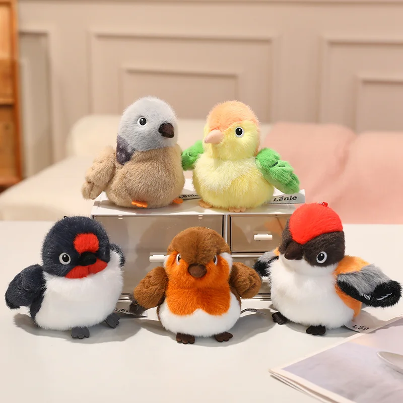 Juguetes de Peluche de Aves de la Serie Rabitai de 14 cm, Especies de Aves Delicadas: Paloma, Golondrina, Pájaro Rojo, Loro, Pinzón, Muñeco de Aves para Observadores de Aves y Coleccionistas