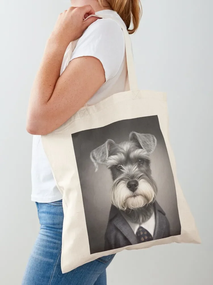 

Mini Schnauzer in a Suit Tote Bag Canvas shoulder bag bag for beach Women's tote cute pouch