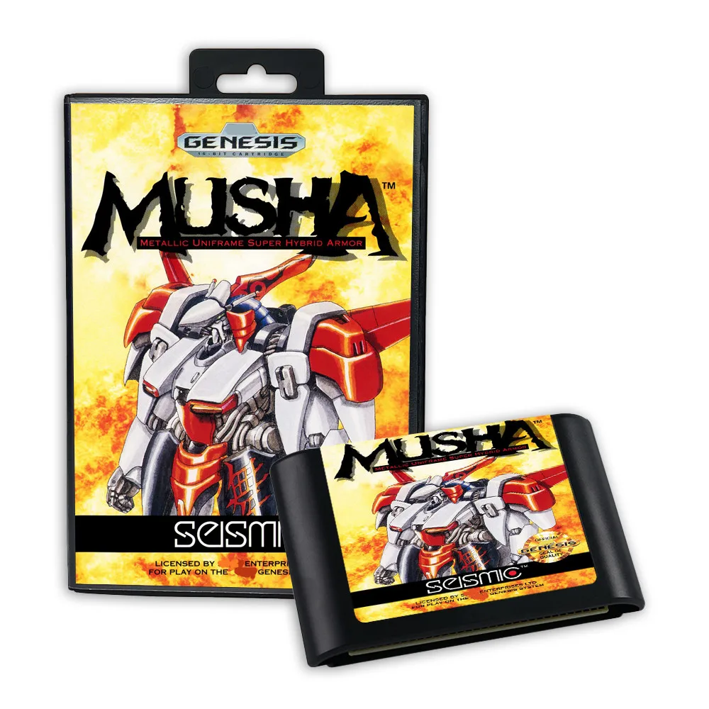 Musha USA Cover Game for SEGA MD Mega Drive Genesis Consoles Game Cartridge Box Manual