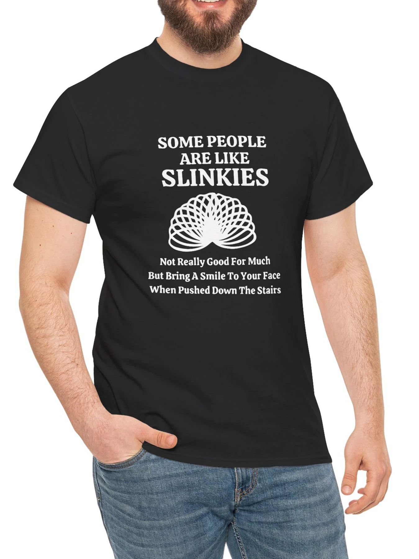 

MenS Humorous Cotton T-Shirt Some People Are Like Slinkies Print Casual Short Sleeve Round Neck Tee Ideal for Leisure