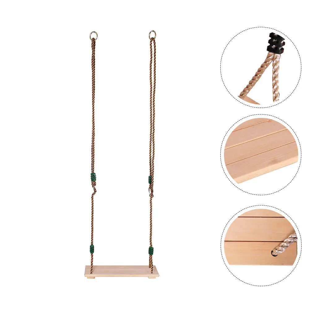Balançoire suspendue en bois, 1 pièce, corde de siège épaisse et large, longueur réglable, balançoire d'extérieur pour aire de jeux pour adultes et enfants, balançoires d'arbre suspendues