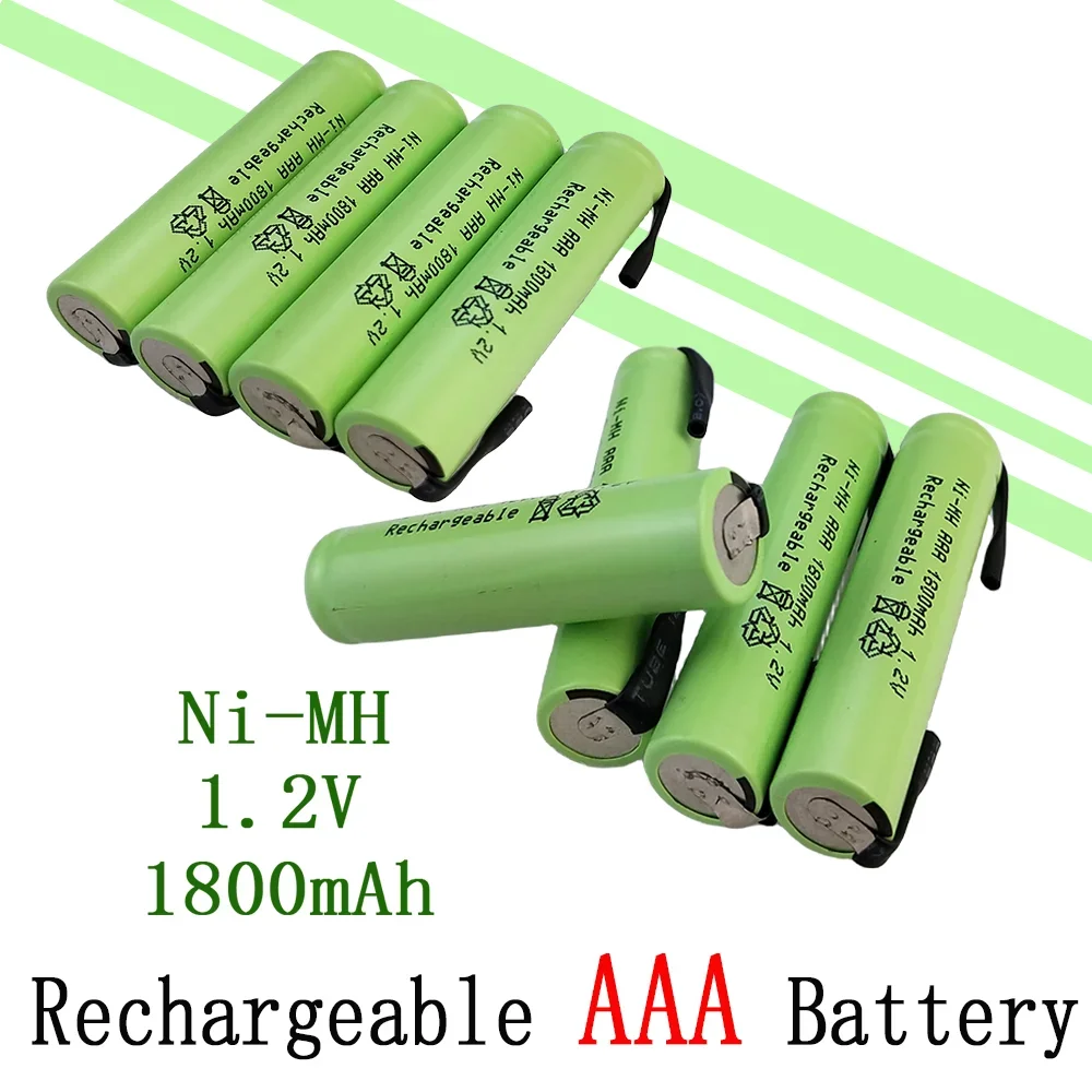 

AAA Rechargeable Battery 1.2V 1800mAh Ni-Mh Cell With Solder Tabs For Philips Braun Electric Shaver Razor Toothbrush