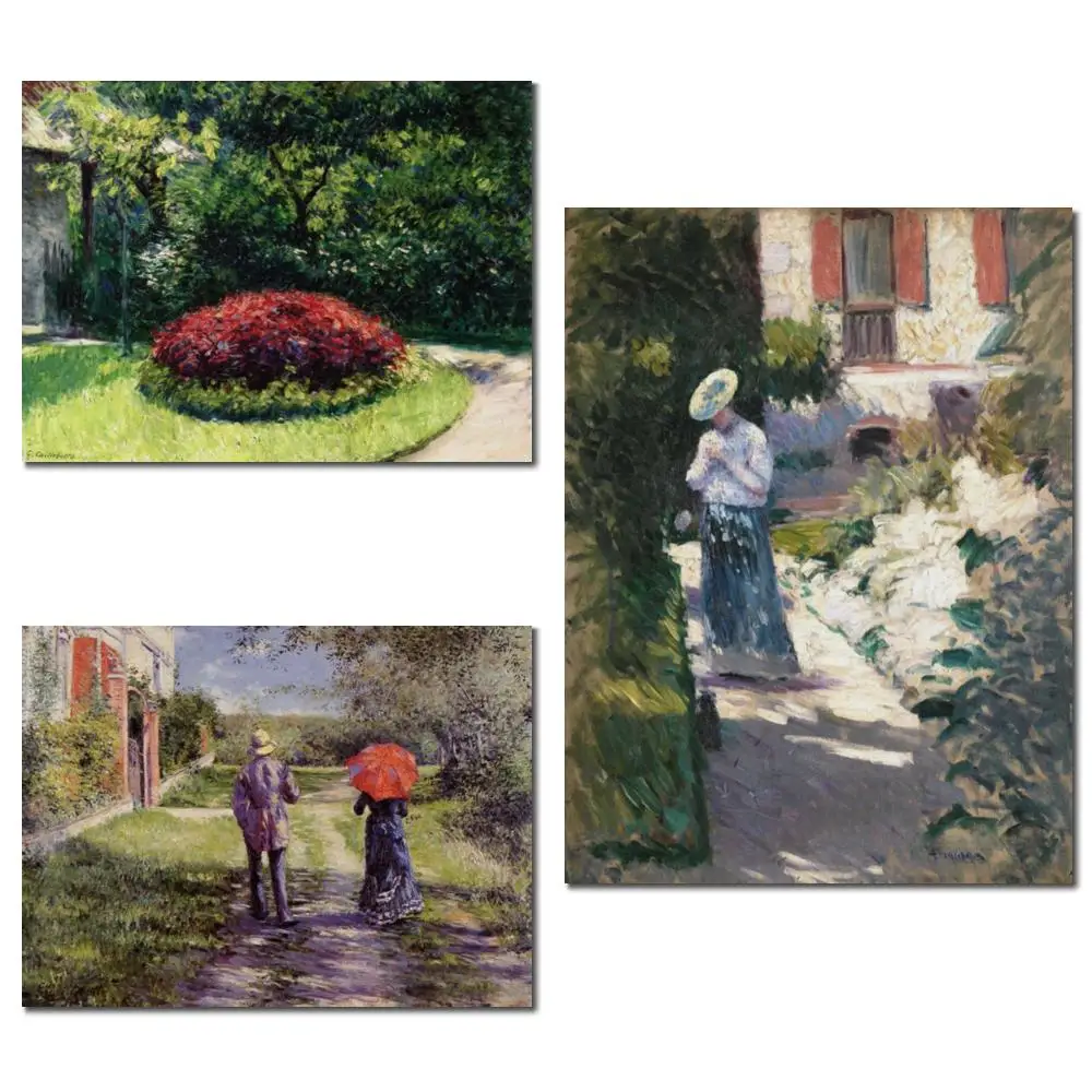 

Пейзажное исследование Les Dahlias Jardin Petit Gennevilliers Реализм Масло на холсте Gustave Caillebotte Картина ручной работы для библиотеки
