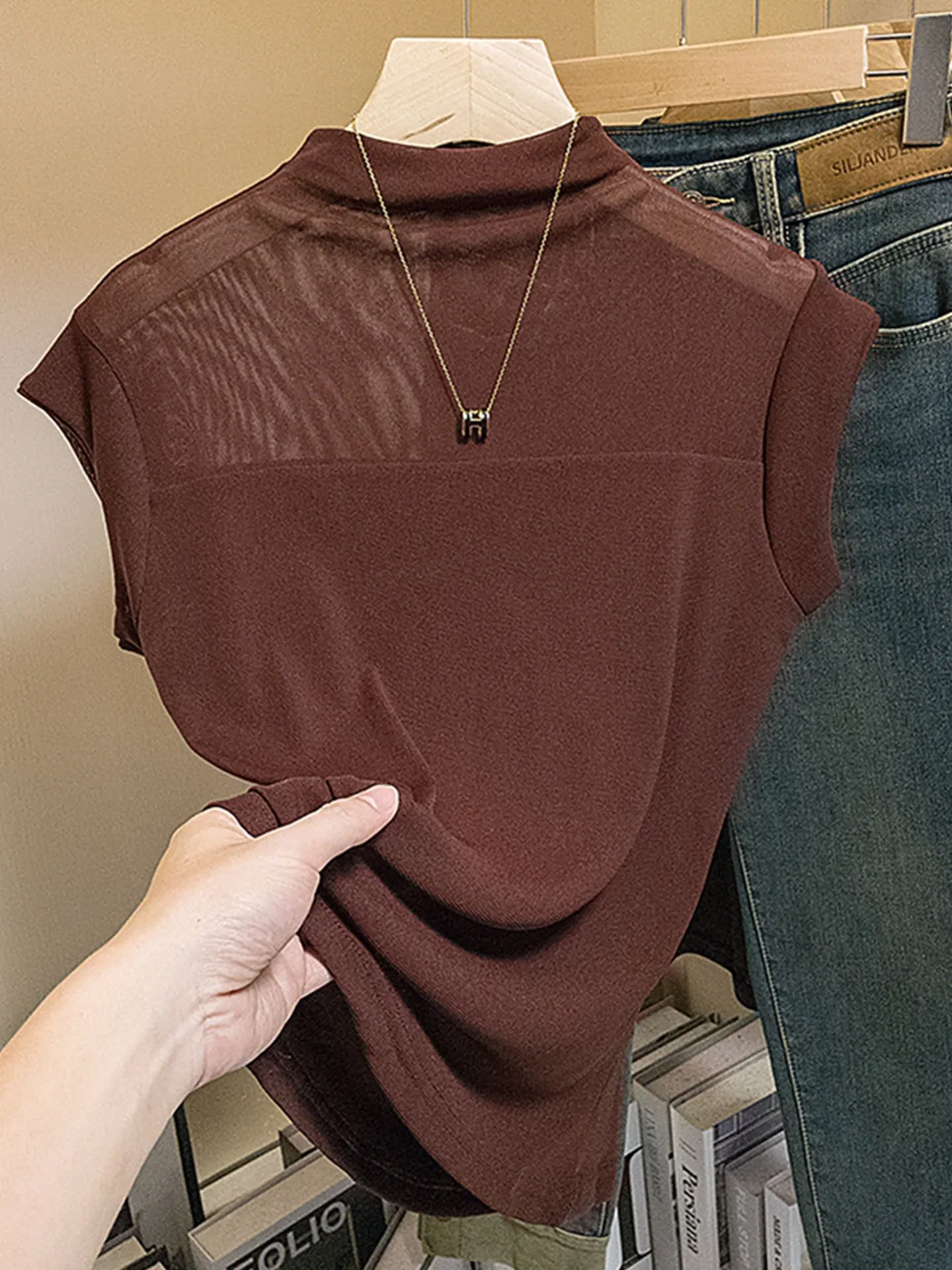 

Красный винный цвет Me f Вязаный свитер с высоким воротником и скользящим воротником, женский большой размер, внутренняя одежда, базовый топ, корейский свободный крой