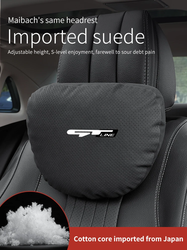 Para Kia GT Line K5 Sportage Picanto Rio Cerato Soul Carens Seltos reposacabezas de coche soporte para el cuello asiento cojín Lumbar almohada suave para el cuello