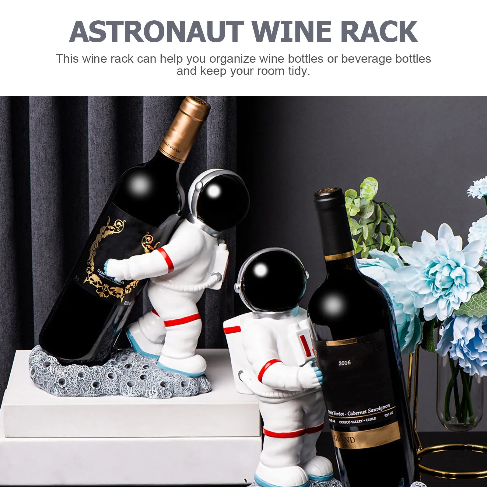 Astronaut Shaped Wine Rack Resin Red Wine Storage Shelf Elegant Bottle Holder for Home Bar Kitchen Decor Display Stand Organizer