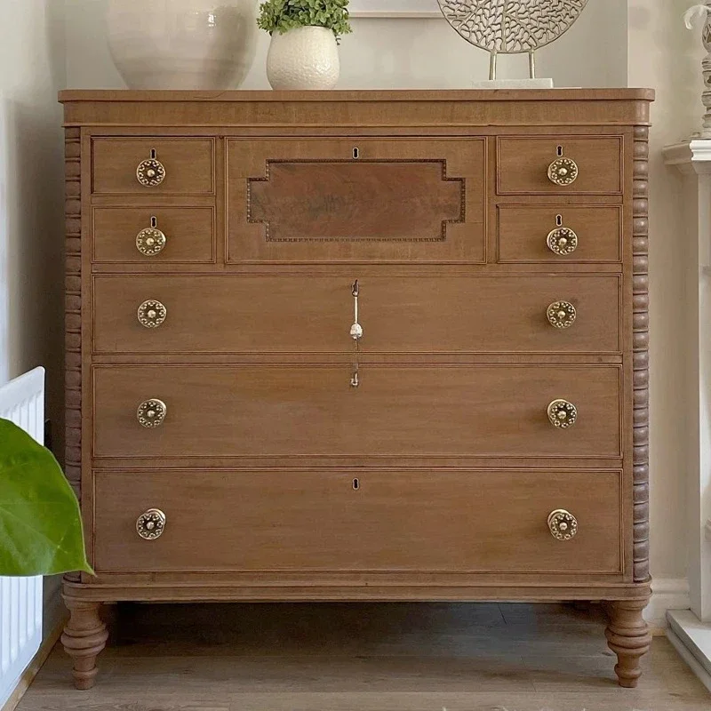 A Medieval solid wood/American carved storage neoclassical porch locker can be customized simple and modern