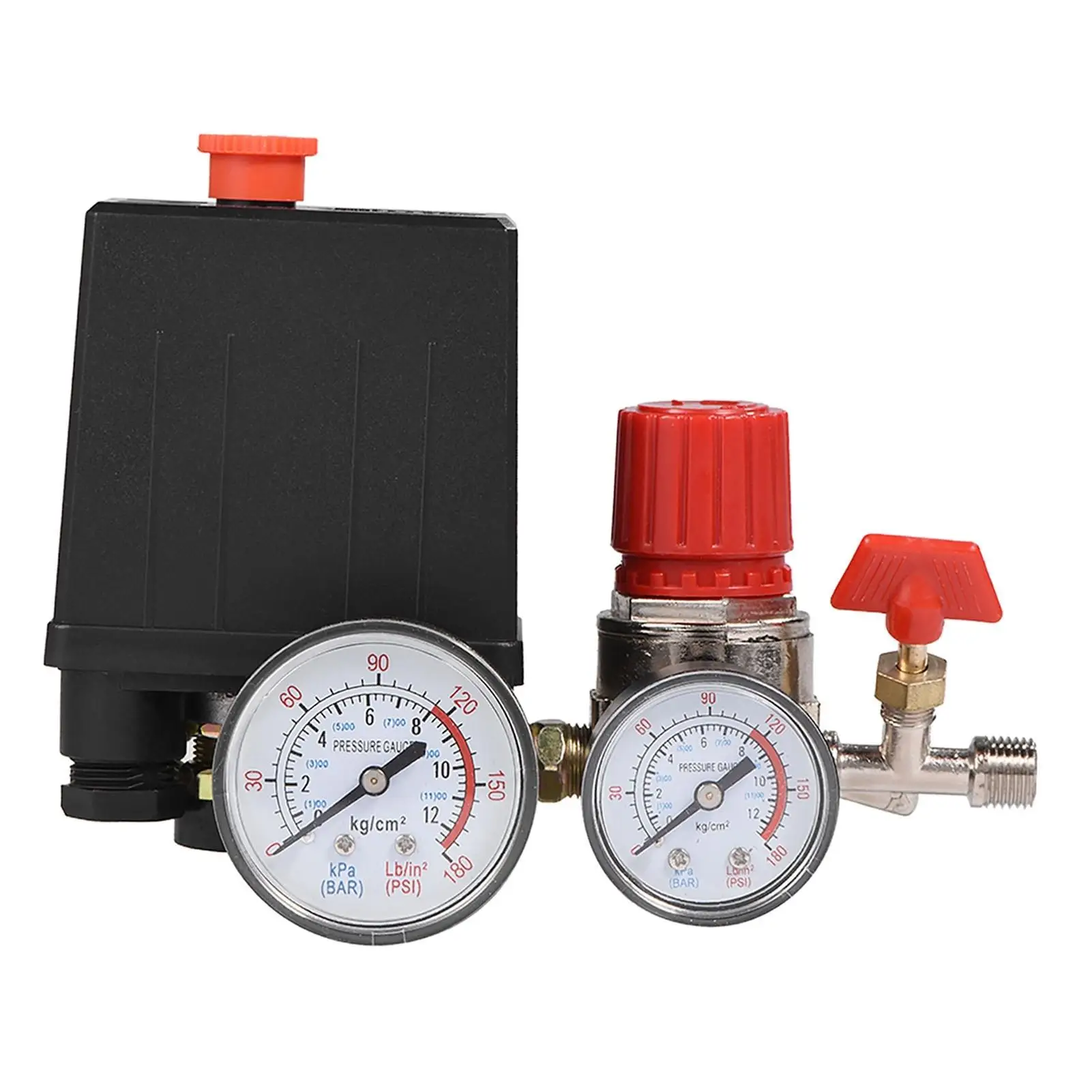 Compact Air Compressor Pressure Switch Control Valve with Gauges – Regulator for Optimal Performance