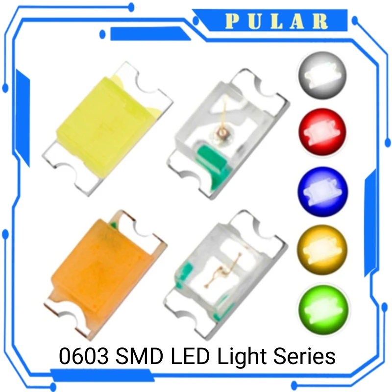 100 sztuk 0603 SMD LED dioda elektroluminescencyjna koralik niebieski czerwony żółty zielony ciepły biały pomarańczowy UV różowy PLR diody SMD