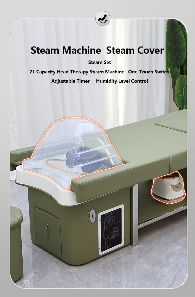 Professional 2-in-1 Spa Hydrotherapy Hydromassage Reclining Bed For Barber Shop Shampoo Electric Foot Massager Ceramic Bathroom
