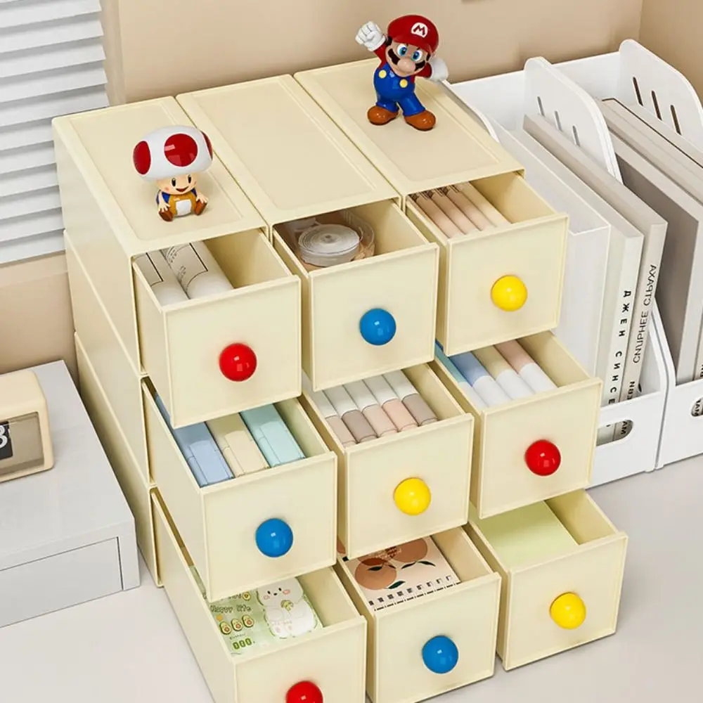 

Large Capacity Desk Organizer Box Stackable Dust-proof Drawer Style Storage Box Plastic Space Saving Stationery Storage Rack