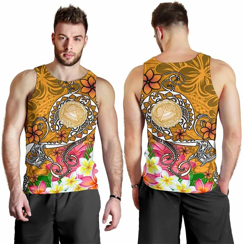 Fashion Cool 3D Polynesian Samoa Flag Printing Tank Top Men Samoa National Emblem Graphic Tank Tops Gym Clothing Men Clothes Top