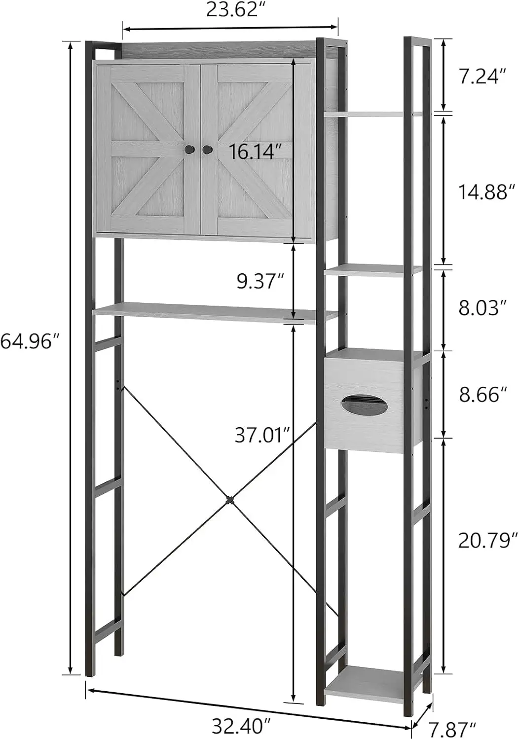 The Toilet Storage Cabinet with 2 Doors, Multi Layer Shelves, Bathroom Laundry Room Small Spaces