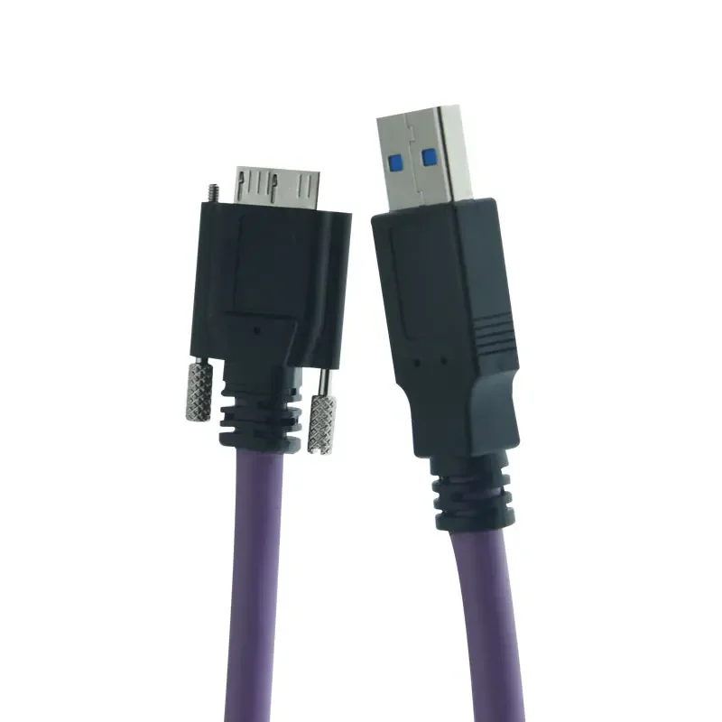 Cable de cadena de arrastre con tornillos para Hikvision TDS Basler Daheng, cable de datos de cámara industrial, USB 3,0 A macho A Micro USB 3,0, 1m-5m