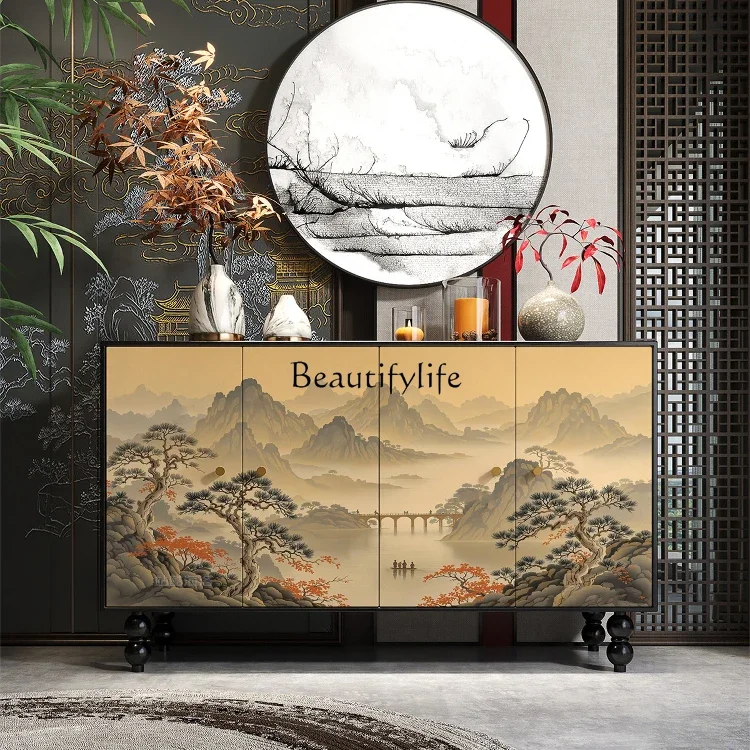 

LJYNew Chinese-style landscape gilt porch cabinet facing the door, living room, dining room, storage locker