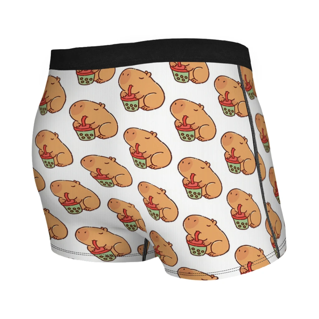 Cute Capybara Drinking Boba Tea  Underpants Breathbale Panties Man Underwear Ventilate Shorts Boxer Briefs