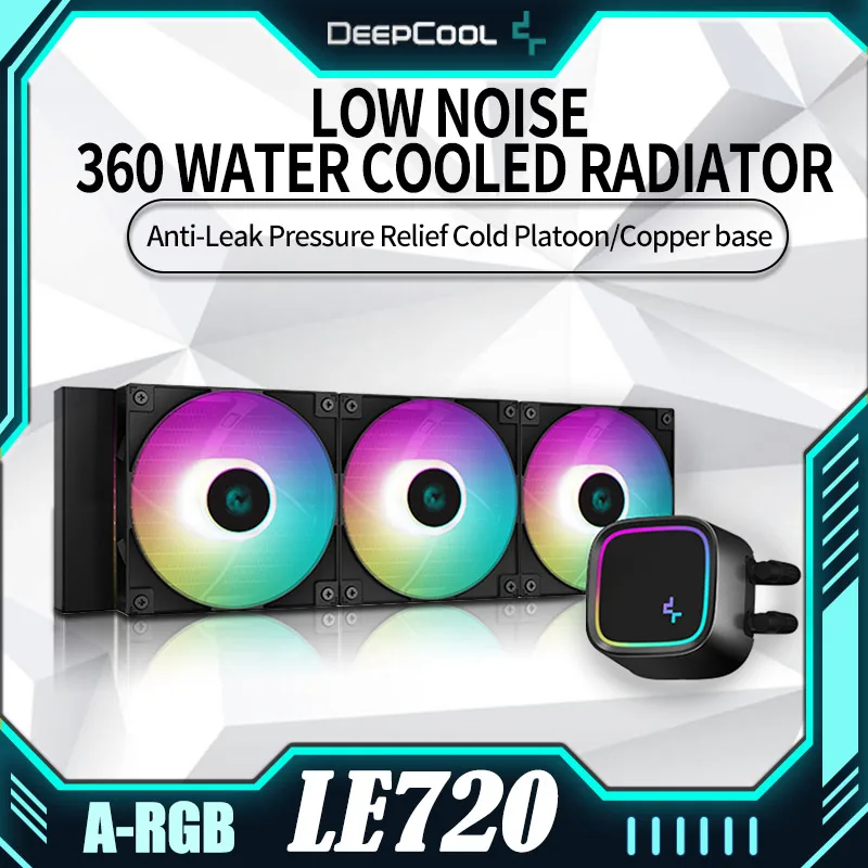 

DeepCool LE720 Water Cooled Radiator 360 ARGB Computer AM5 Fan 1700 Low Noise Large Purple Copper Base