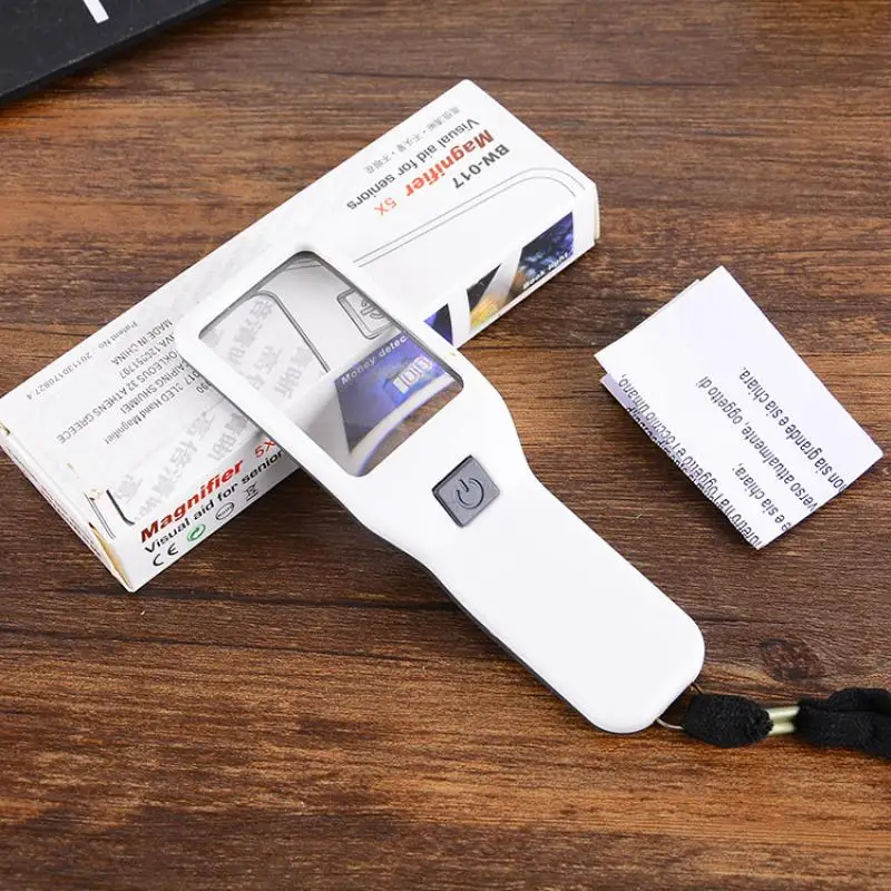 2X Loupes Multicolor Handheld Portable Reading Magnifier with Money Detector Uv with Led Pocket Magnifying Glass for Inspecting