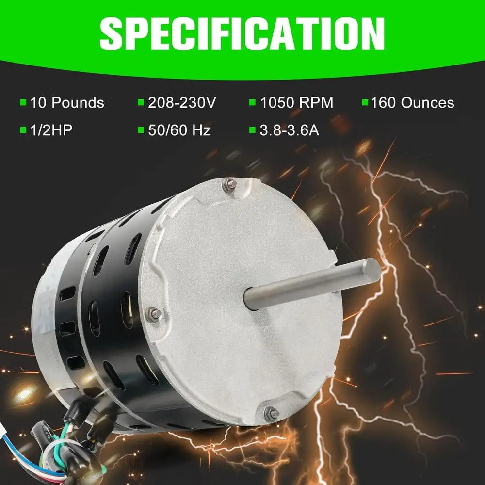 ZWK702B5388701 Ovenventilatormotor 1/2HP 208230V 5060Hz 1050 RPM Compatibel met Intertherm Gibson Frigidaire Tappan Philco