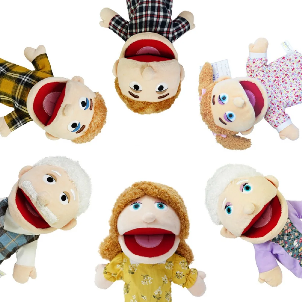 

25cm family Soft Stuffed Toy Doll Dad Mum Brother Sister Cospaly Plush Doll Educational Baby Toys Kawaii Hand Finger Puppet