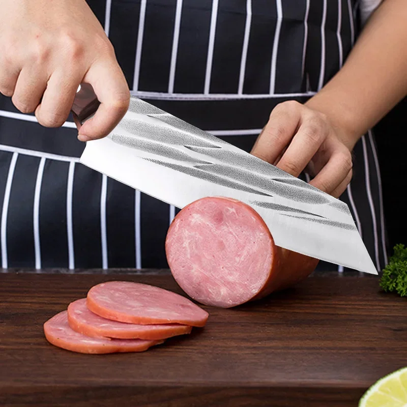 Utility Knife Cleaver Meat Chop Vegetable Kitchen Knives Hand Forged Blade Wood Handle Chef Butcher Boning Slicing Cooking Knife