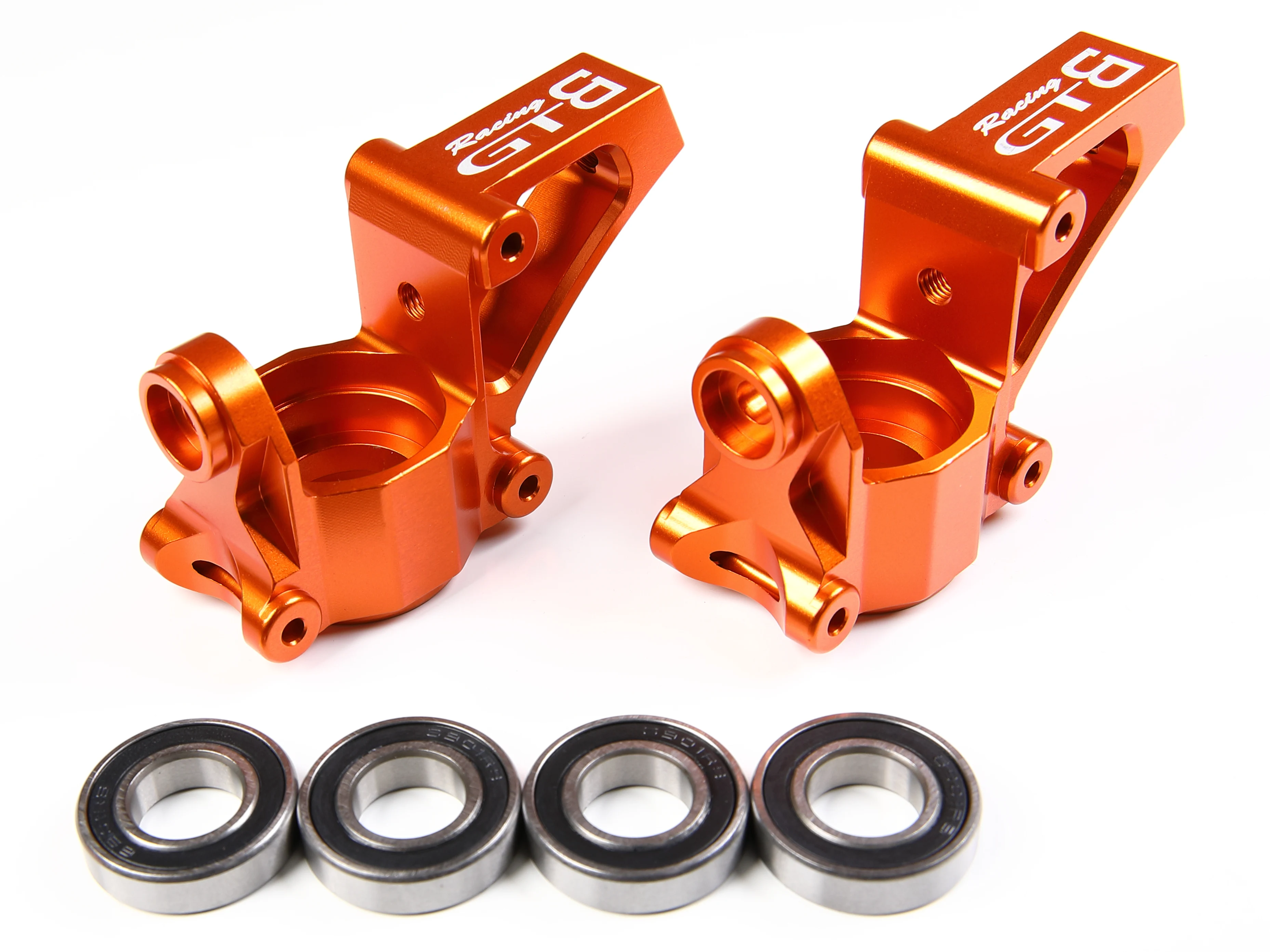 

GTBRacing CNC Aluminum Metal Front Hub Carrier for 1/5 RC Car HPI km rv baja 5b ss 5sc Upgrade Part (Silver/Orange)