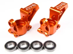 GTBRacing CNC Aluminum Metal Front Hub Carrier for 1/5 RC Car HPI km rv baja 5b ss 5sc Upgrade Part (Silver/Orange)