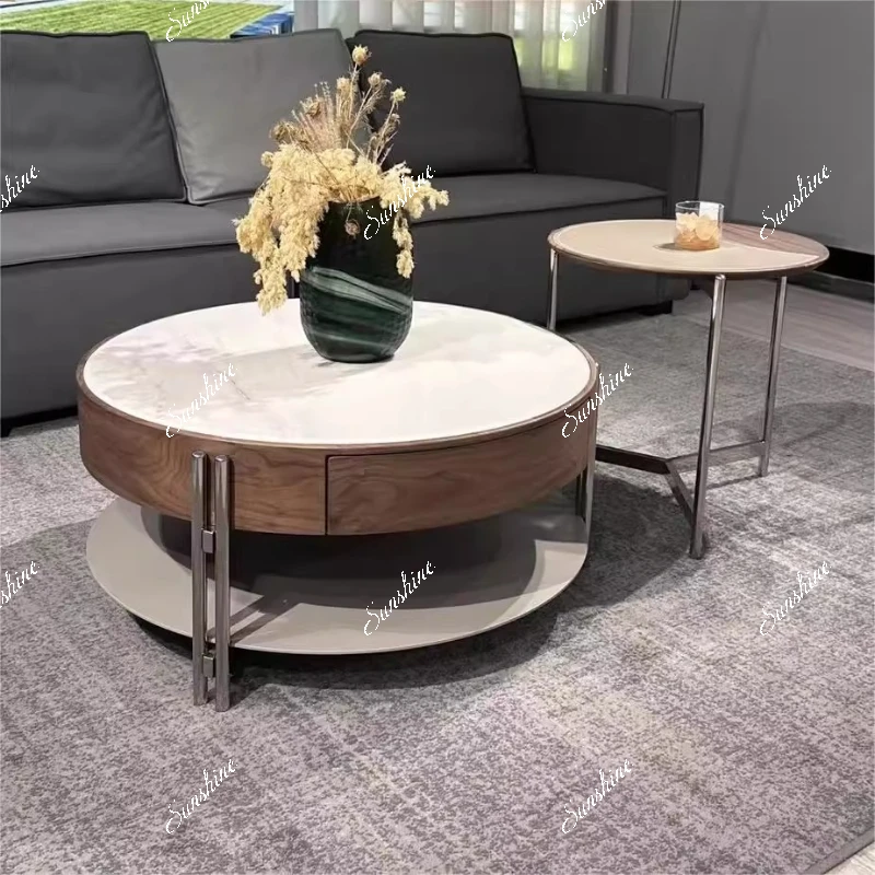 Modern simple retro microcrystalline stone coffee table living room premium locker  FT