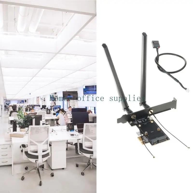 

K43B Mini PCI-Express to PCIE X1 Adapter Dual-Band 2.4-G Antenna Support Plugs & Play, No Driver Needed for Computers