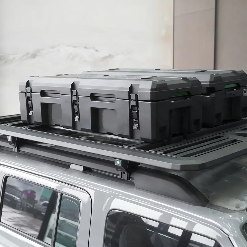 Wholesale 70L Rotational Plastic Sports Design Car Roof Storage Box LLDPE SUV Roof Rack Cargo Box Camping Storage