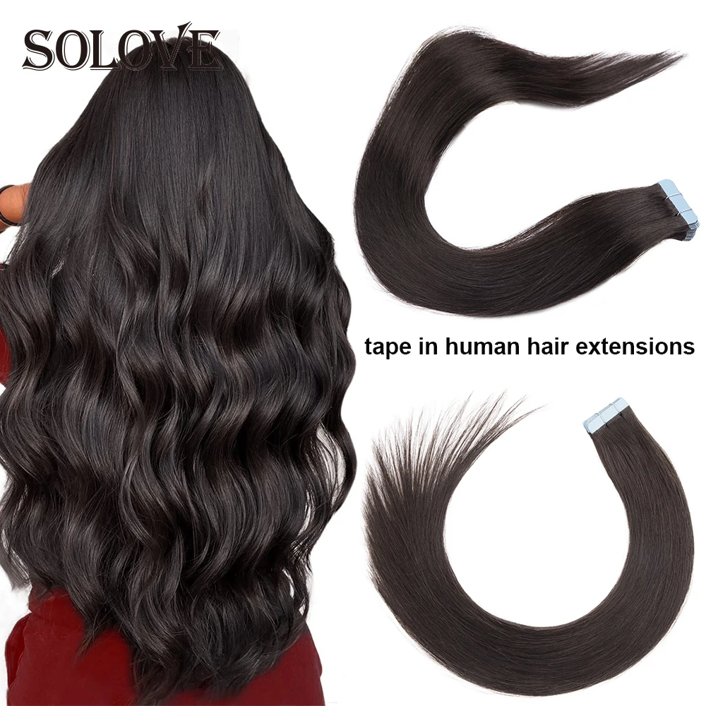 

Straight Tape In Human Hair Extensions Adhesive Invisible Skin Weft Hair Extensions Brazilian Remy 20pc/pack Natural Black Color