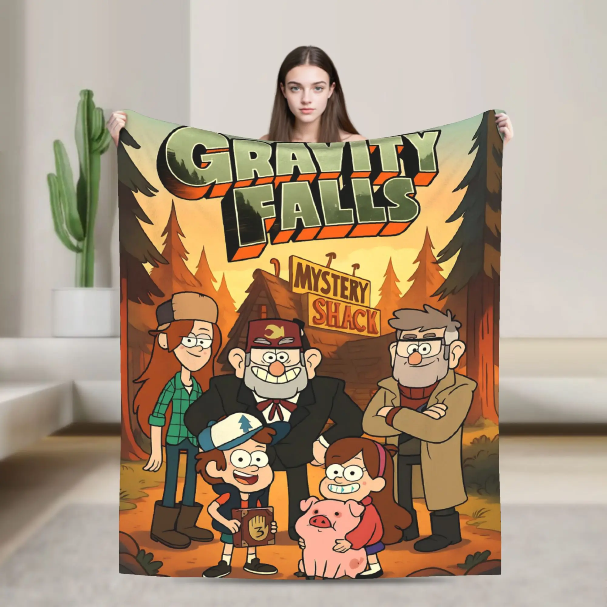 G-Gravity Falls Blanket Multiple Sizes Warm Cozy Fluffy  Throw Blankets for Couch Sofa and Bed