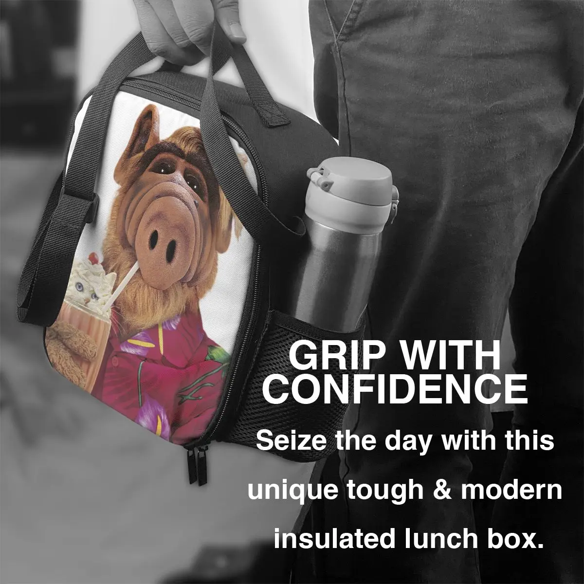 Alf Meme Isolado Lunch Bag para Mulheres, Forma de Vida Estrangeira, Sci Fi TV Show Cooler, Tote Térmica, Office Piquenique, Personalizado, Engraçado