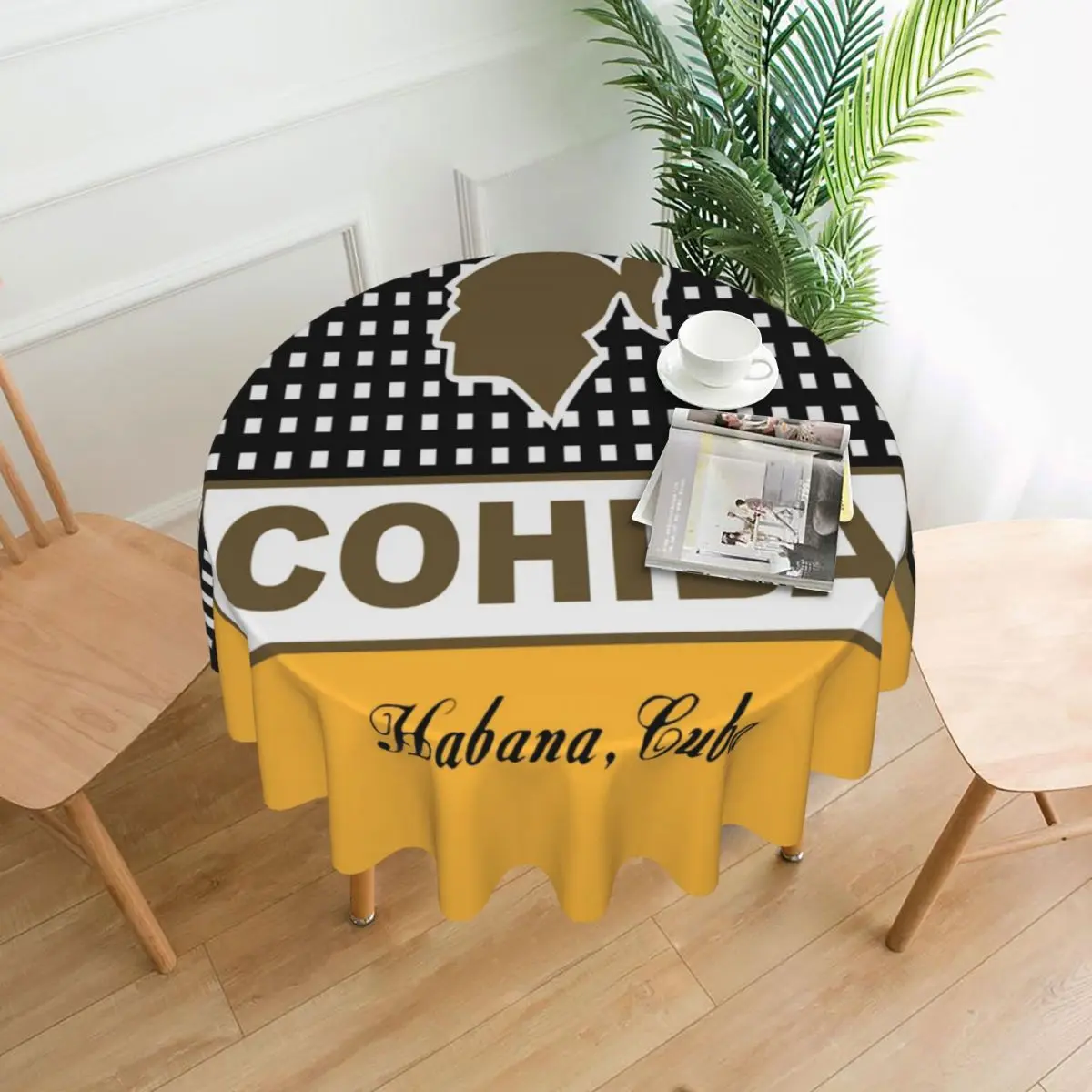 Cuban C-Cohibas Habana Tablecloth Yellow Kawaii Round Table Cloth For Events Christmas Party Table Cover Cheap Table Decoration