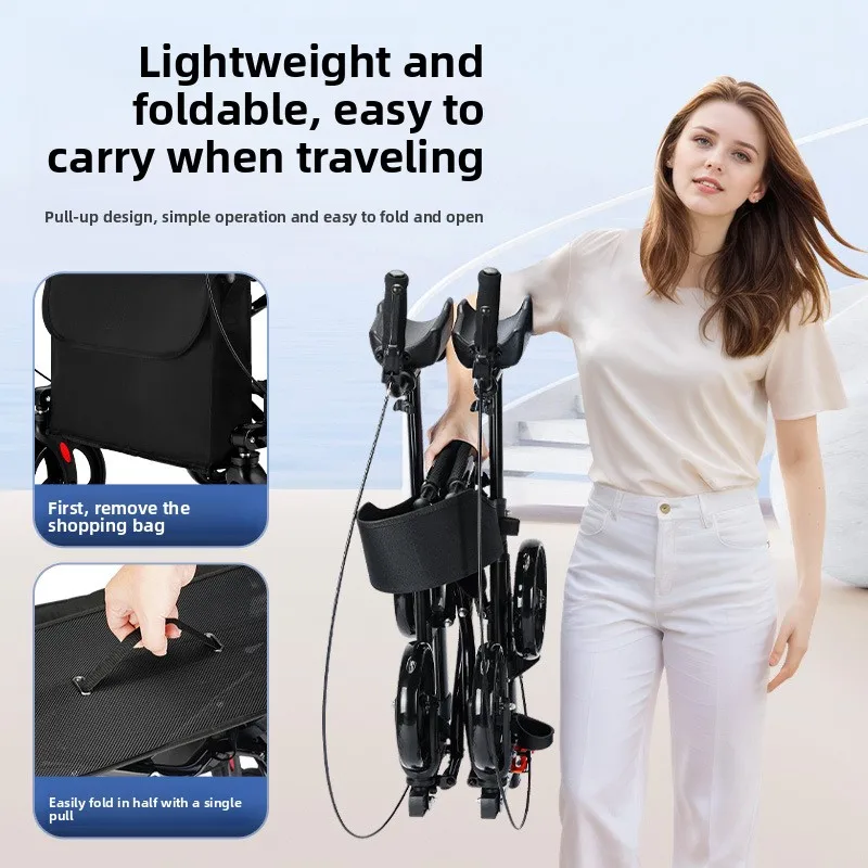 عربة مشاية لكبار السن مصنوعة من سبائك الألومنيوم ومشاية خفيفة وعربة تسوق لكبار السن كرسي متحرك بسيط