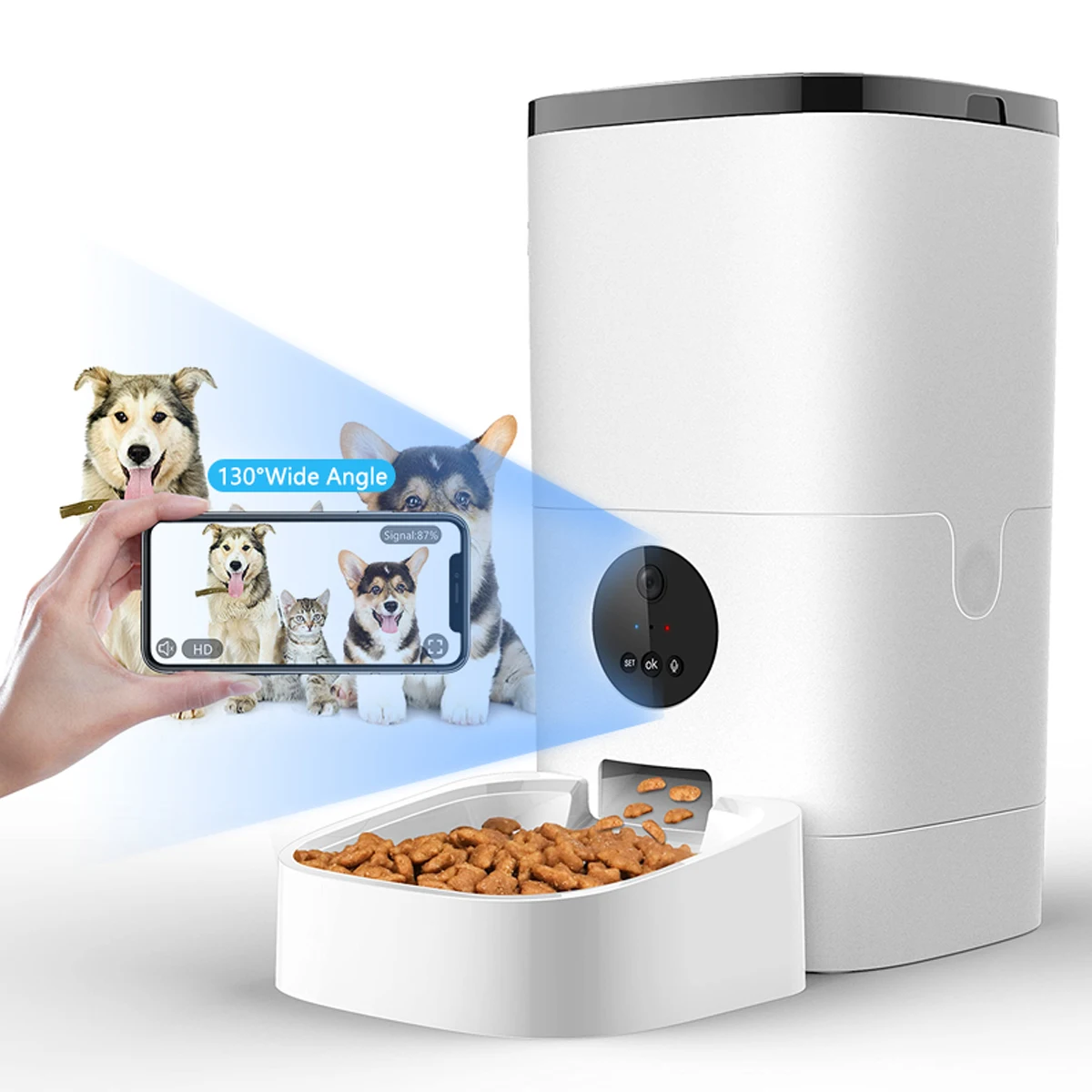 

Pet Feeder Smart 4L Automatic Pet Feeder With HD 1080P Camera Smart Pet Feeder For Cat And Dog