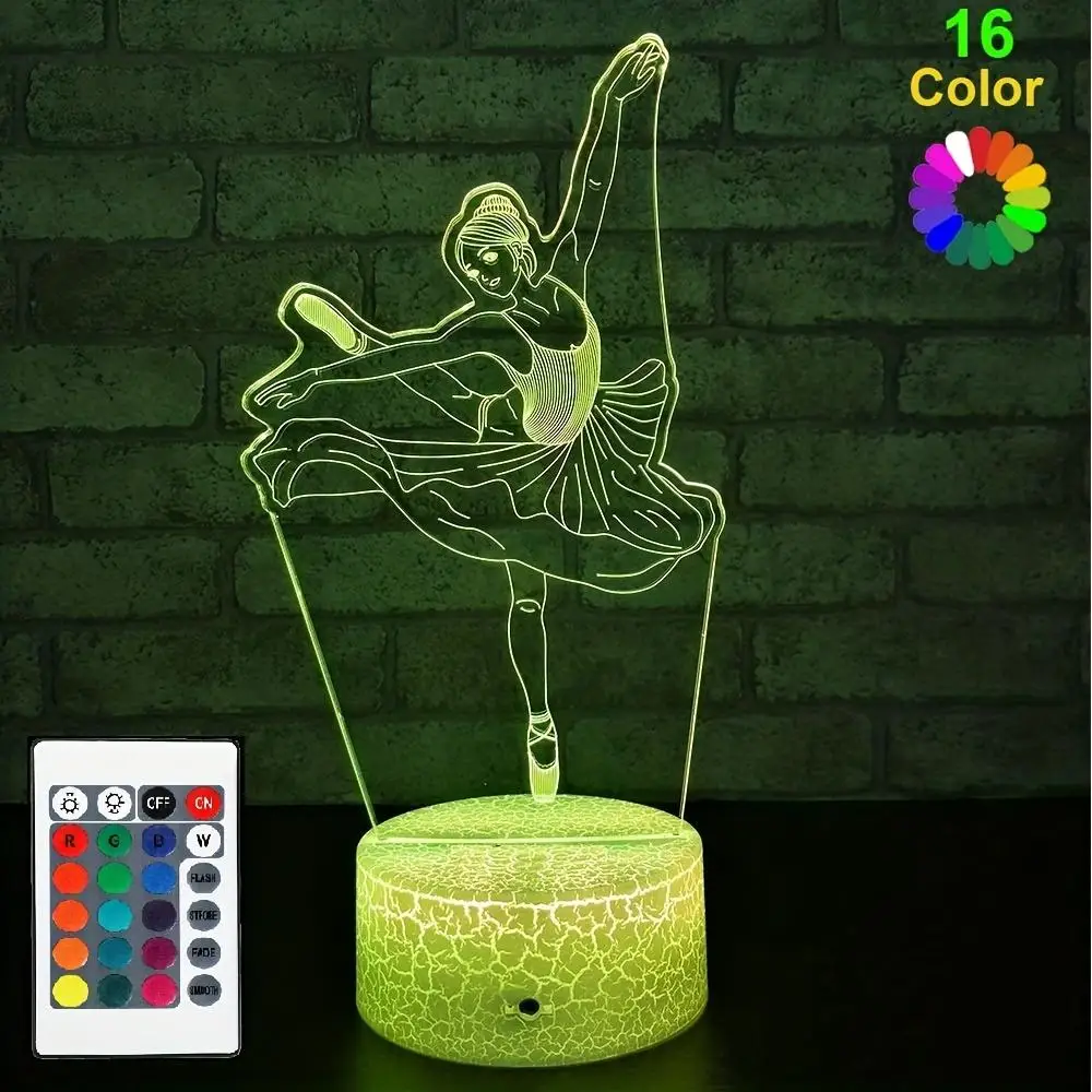 

3D Night Light Ballerina Girls Atmosphere Light with Touch LED Table Lamp Illusion Room Decor Birthday Xmas Valentine's Day Gift