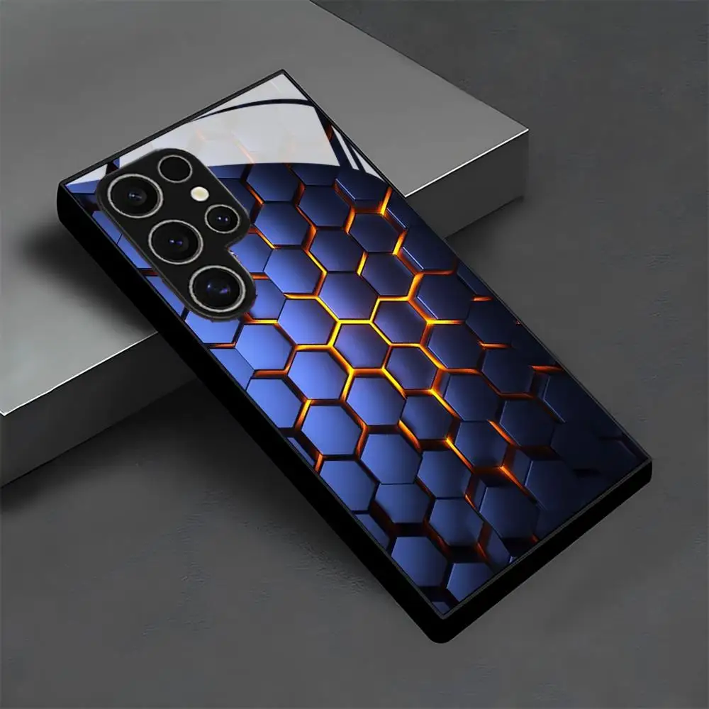 

Honeycomb pattern glass Phone Case For Samsung Galaxy S26 S25 S24 S22 S23 Ultra S21 S20 Plus 5G Non-Slip Full Cover