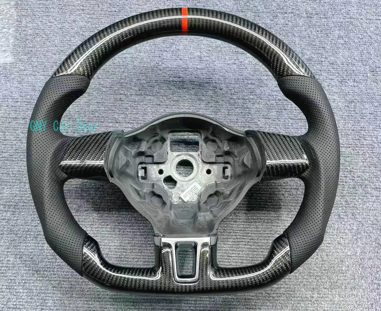 100% koolstofvezel lederen stuurwiel voor VW Volkswagen Golf 6 MK6 Passat B7 CC