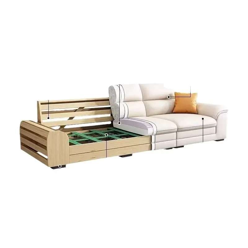 

Italian minimalist first-layer cowhide sofa modern simple small apartment living room straight row princess corner leather sofa