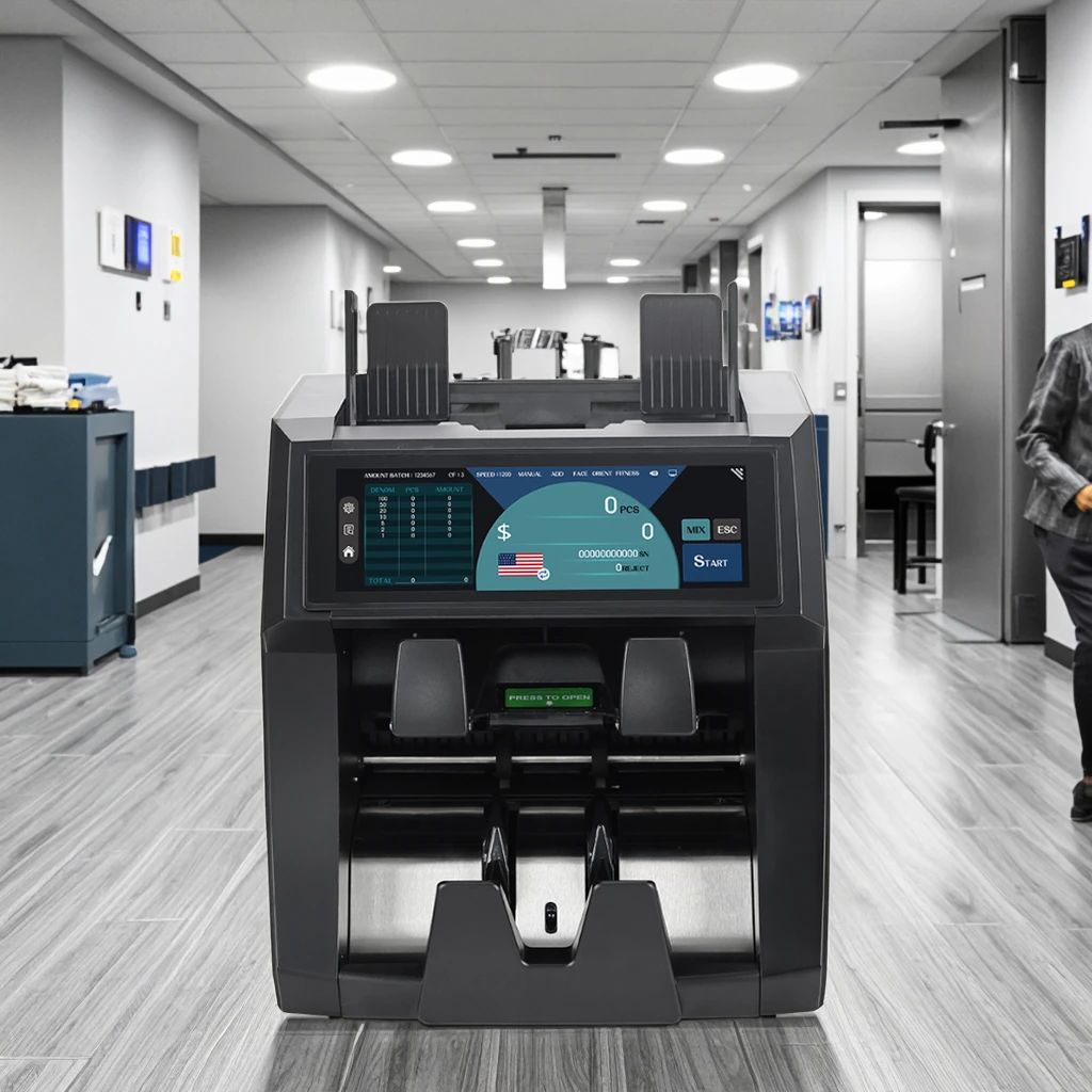 7.84 Inch Dual Pocket Portable Money Counter 201Q Full Display Counterfeit Sorter & Bill Counter